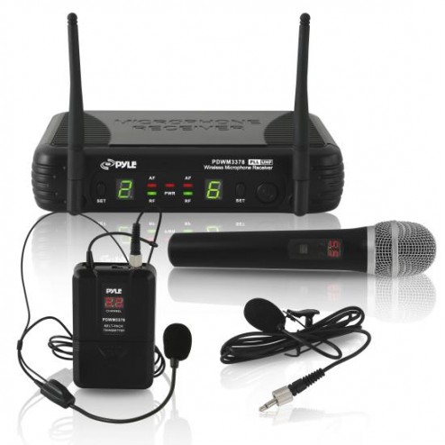 Micrófono Inalámbrico UHF (kit) Pyle PDWM3378 - Mano, Diadema y Solapa