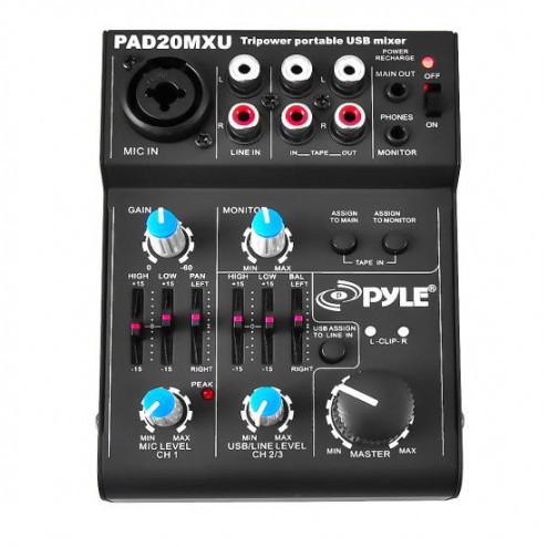 Mezcladora para DJ de 5 canales y USB Pyle PAD20MXU
